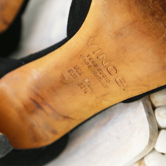 VINCE Suede Celeste D'Orsay Pumps in Black Size 8.5 Pointy Toe Slip On Heel $350 - Picture 12 of 16